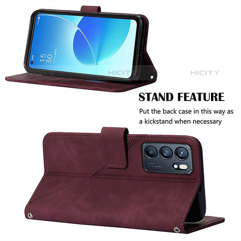 Funda de Cuero Cartera con Soporte Carcasa Y01B para Oppo Reno6 5G