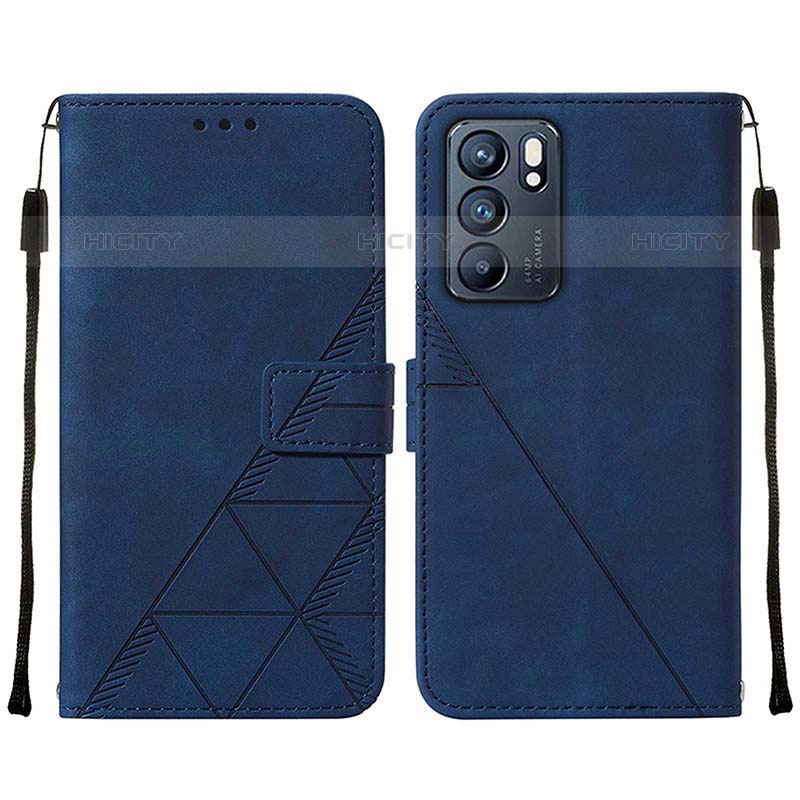 Funda de Cuero Cartera con Soporte Carcasa Y01B para Oppo Reno6 5G Azul