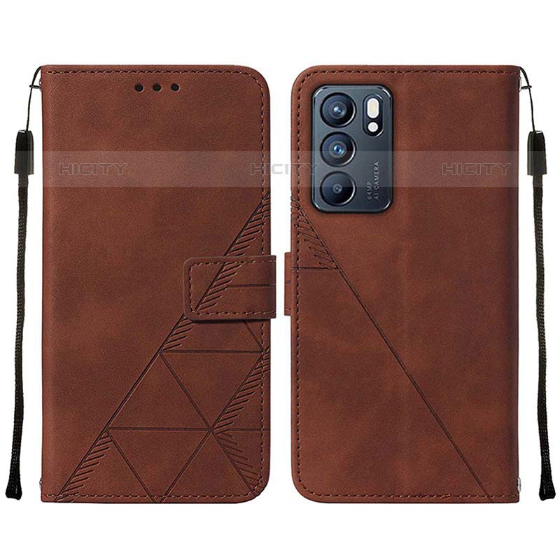 Funda de Cuero Cartera con Soporte Carcasa Y01B para Oppo Reno6 5G Marron