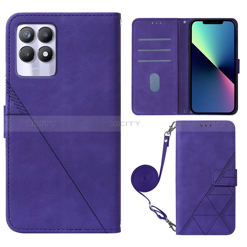 Funda de Cuero Cartera con Soporte Carcasa Y01B para Realme 8i Morado