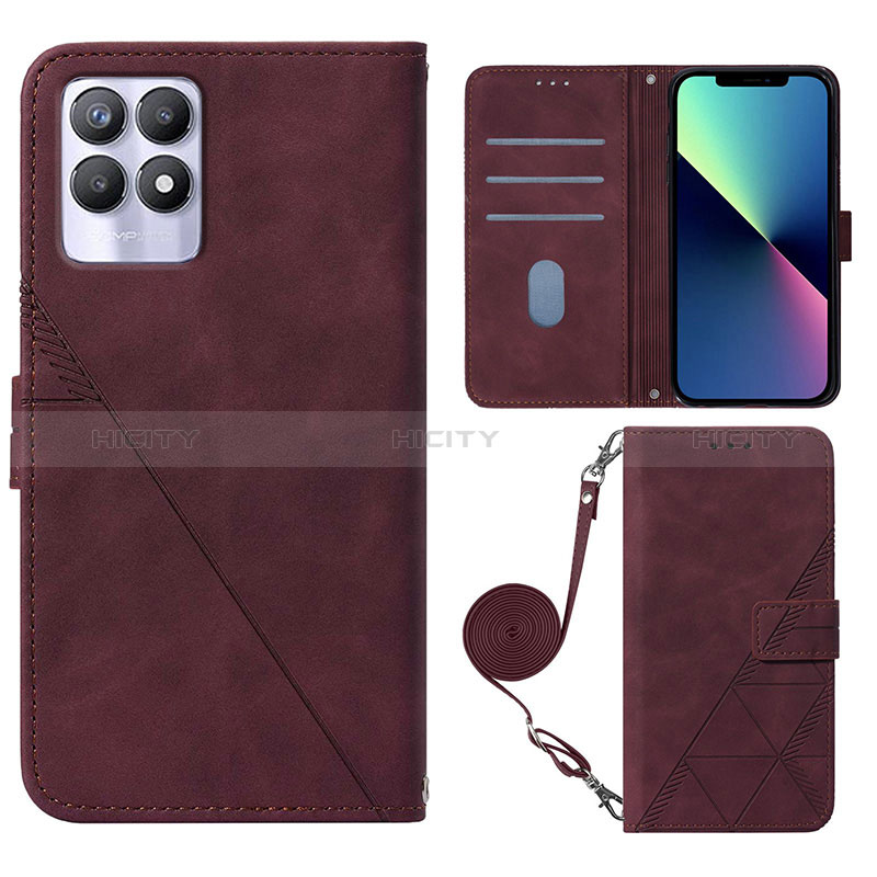 Funda de Cuero Cartera con Soporte Carcasa Y01B para Realme 8i Rojo