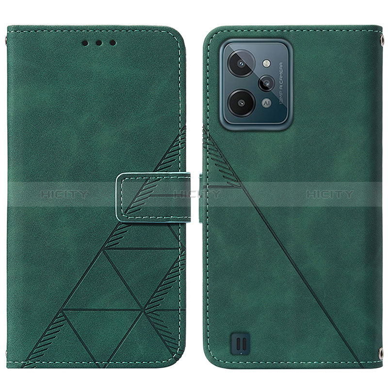 Funda de Cuero Cartera con Soporte Carcasa Y01B para Realme C31 Verde