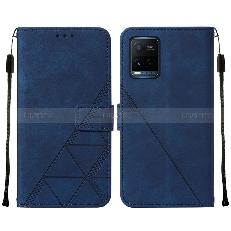 Funda de Cuero Cartera con Soporte Carcasa Y01B para Vivo Y21a Azul