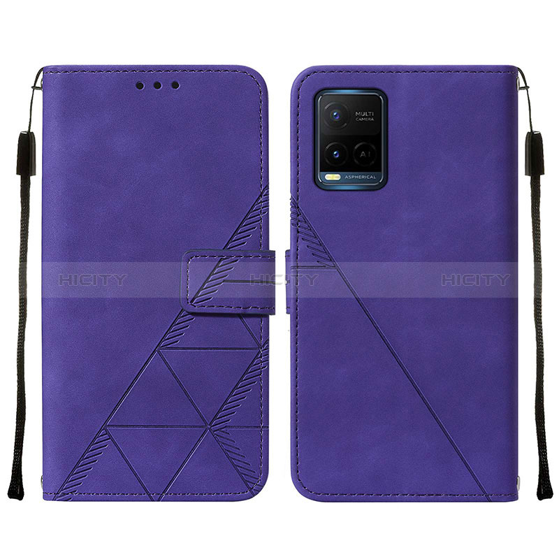 Funda de Cuero Cartera con Soporte Carcasa Y01B para Vivo Y21s Morado