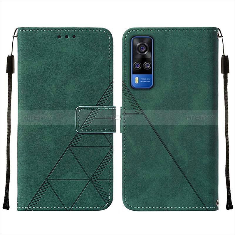 Funda de Cuero Cartera con Soporte Carcasa Y01B para Vivo Y53s 4G Verde