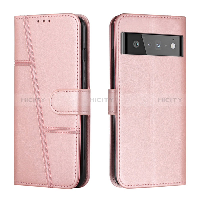 Funda de Cuero Cartera con Soporte Carcasa Y01X para Google Pixel 6 Pro 5G Oro Rosa