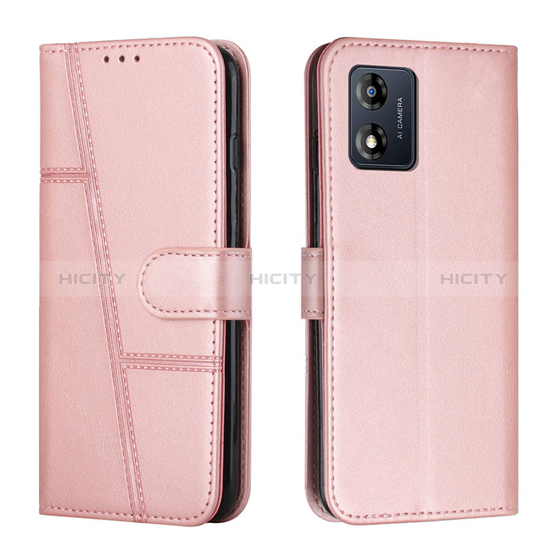 Funda de Cuero Cartera con Soporte Carcasa Y01X para Motorola Moto E13 Oro Rosa