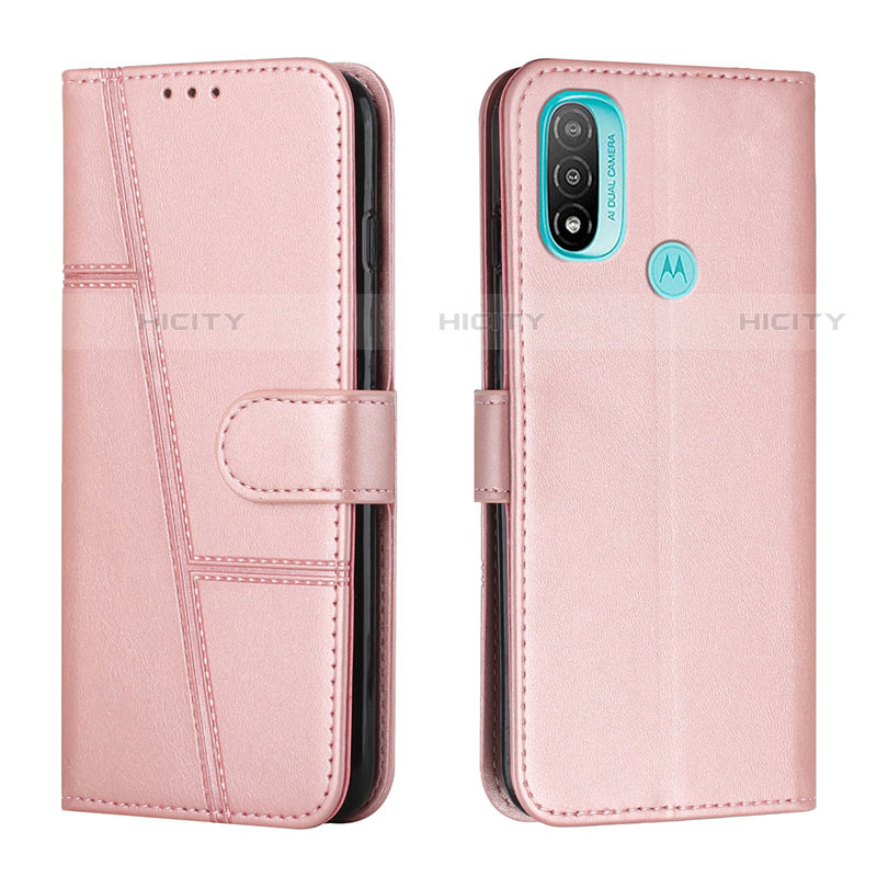 Funda de Cuero Cartera con Soporte Carcasa Y01X para Motorola Moto E20 Oro Rosa