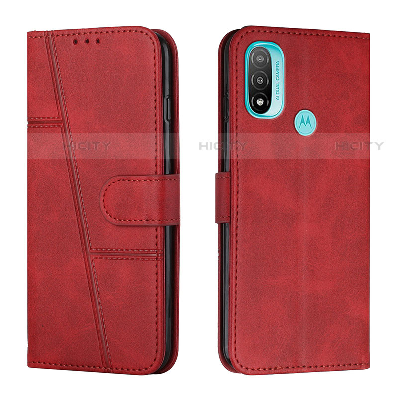 Funda de Cuero Cartera con Soporte Carcasa Y01X para Motorola Moto E20 Rojo