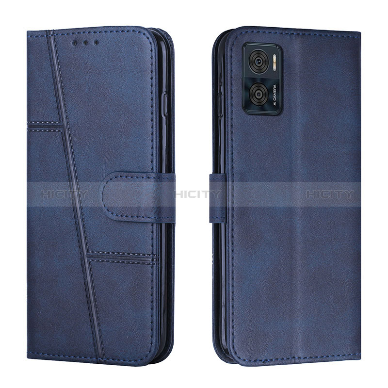 Funda de Cuero Cartera con Soporte Carcasa Y01X para Motorola Moto E22i Azul