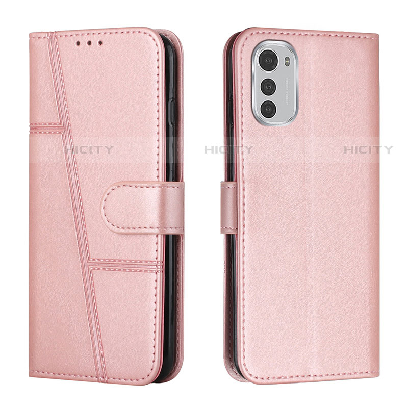 Funda de Cuero Cartera con Soporte Carcasa Y01X para Motorola Moto E32 Oro Rosa