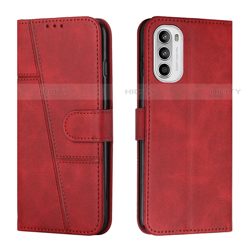 Funda de Cuero Cartera con Soporte Carcasa Y01X para Motorola Moto Edge (2022) 5G Rojo