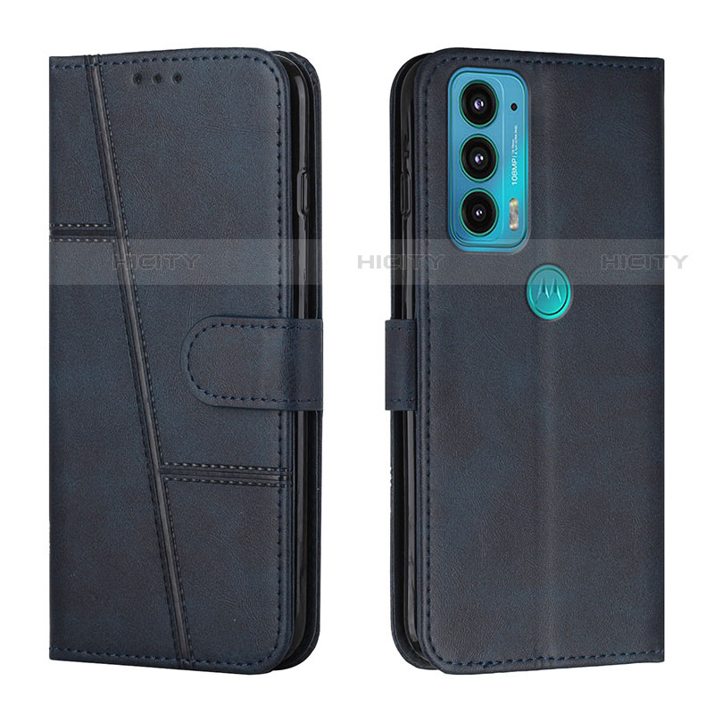 Funda de Cuero Cartera con Soporte Carcasa Y01X para Motorola Moto Edge Lite 5G Azul