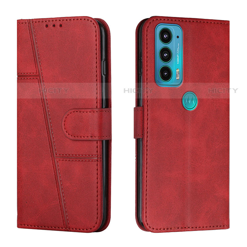 Funda de Cuero Cartera con Soporte Carcasa Y01X para Motorola Moto Edge Lite 5G Rojo