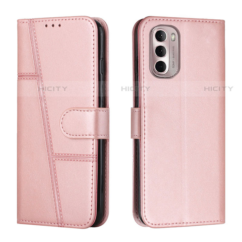 Funda de Cuero Cartera con Soporte Carcasa Y01X para Motorola Moto G Stylus (2022) 4G Oro Rosa