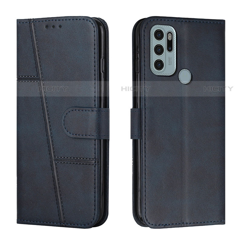 Funda de Cuero Cartera con Soporte Carcasa Y01X para Motorola Moto G60s Azul