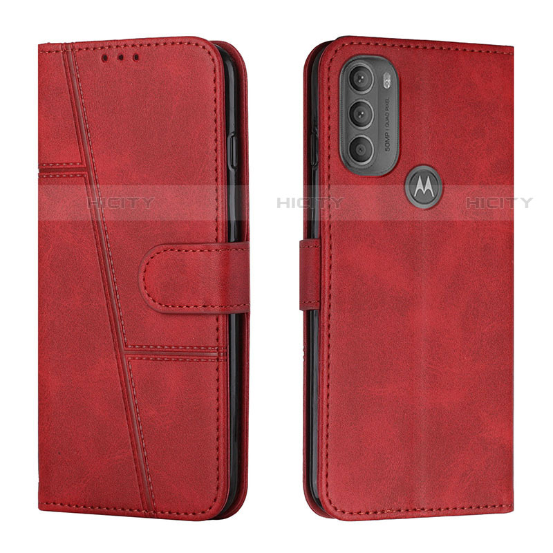 Funda de Cuero Cartera con Soporte Carcasa Y01X para Motorola Moto G71 5G Rojo