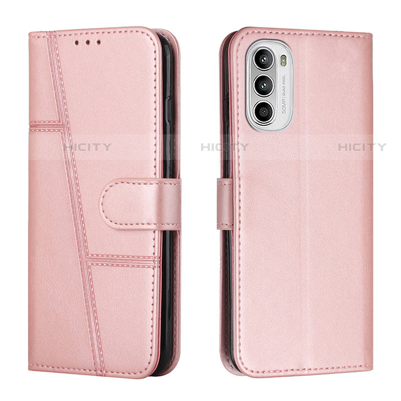 Funda de Cuero Cartera con Soporte Carcasa Y01X para Motorola Moto G71s 5G Oro Rosa