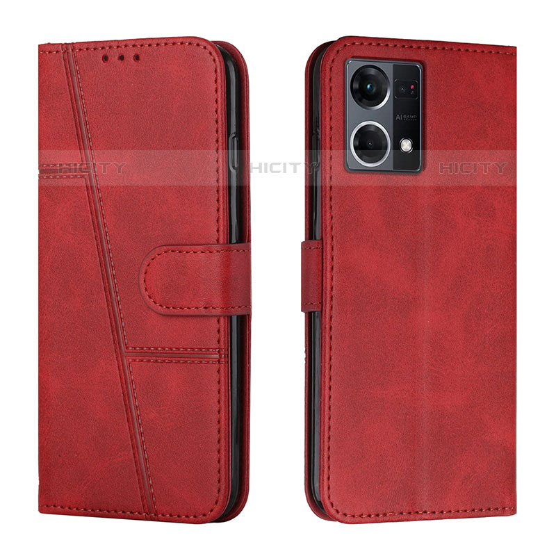 Funda de Cuero Cartera con Soporte Carcasa Y01X para Oppo F21s Pro 4G Rojo