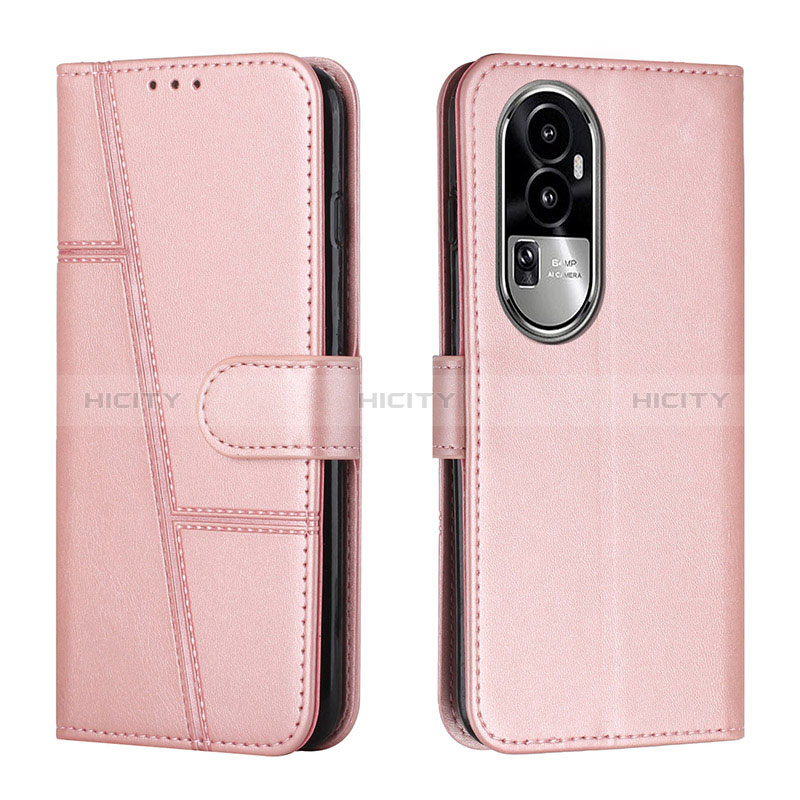 Funda de Cuero Cartera con Soporte Carcasa Y01X para Oppo Reno10 Pro+ Plus 5G Oro Rosa