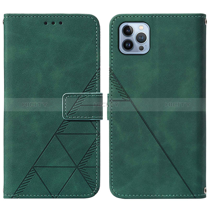 Funda de Cuero Cartera con Soporte Carcasa Y02B para Apple iPhone 14 Pro Verde