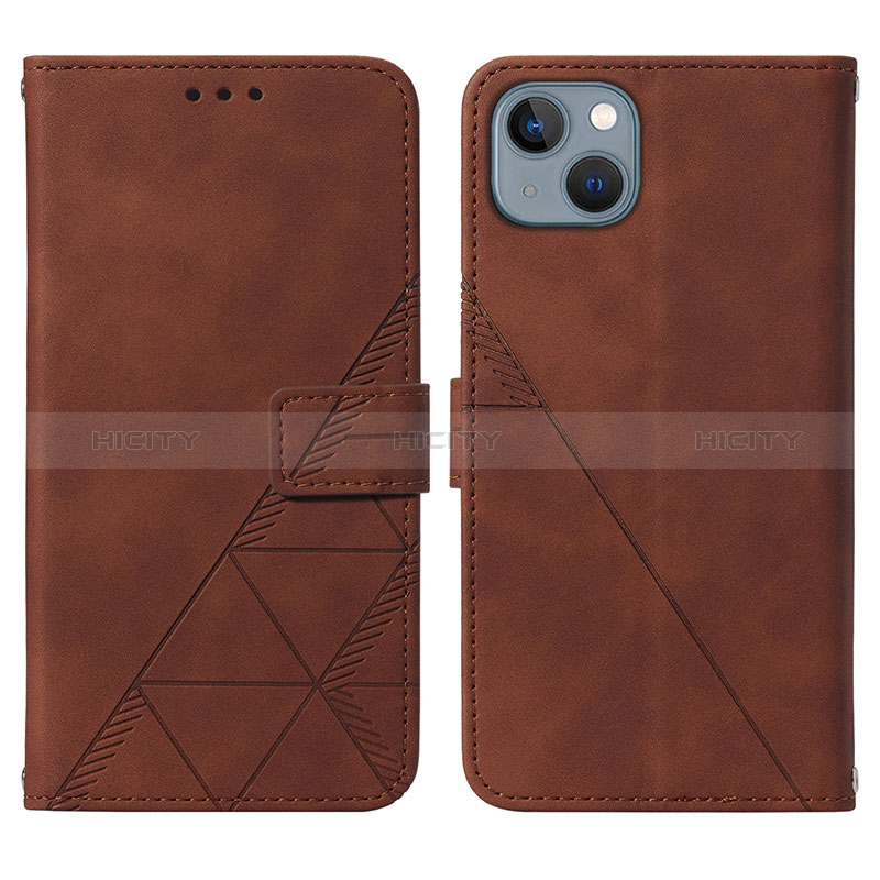 Funda de Cuero Cartera con Soporte Carcasa Y02B para Apple iPhone 15 Plus Marron