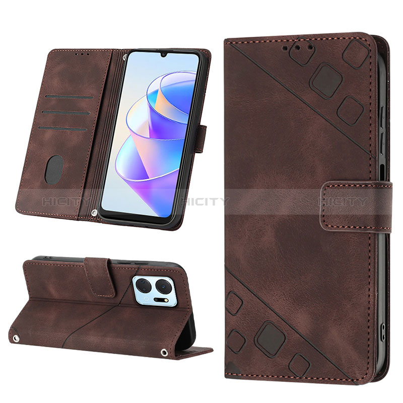 Funda de Cuero Cartera con Soporte Carcasa Y02B para Huawei Honor X7a