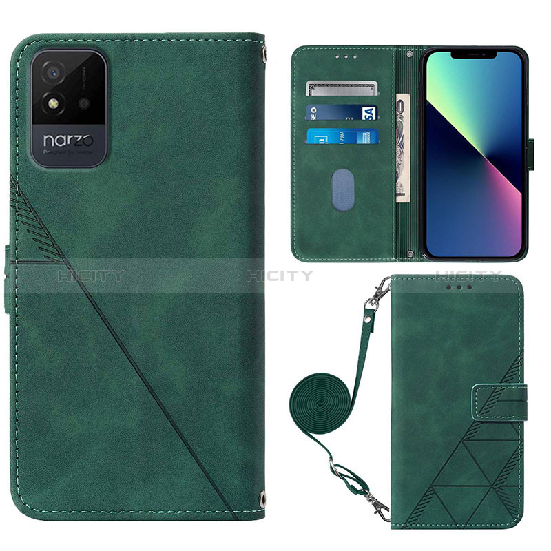 Funda de Cuero Cartera con Soporte Carcasa Y02B para Realme C11 (2021) Verde