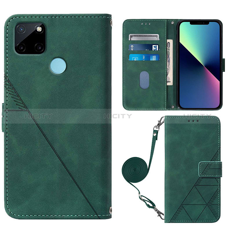 Funda de Cuero Cartera con Soporte Carcasa Y02B para Realme C21Y Verde