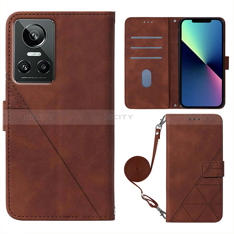 Funda de Cuero Cartera con Soporte Carcasa Y02B para Realme GT Neo3 5G Marron