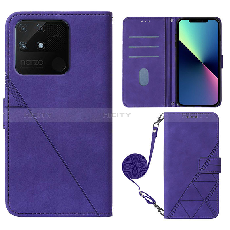 Funda de Cuero Cartera con Soporte Carcasa Y02B para Realme Narzo 50A Morado