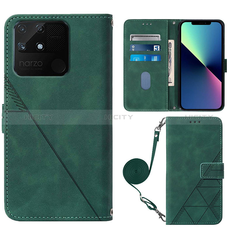 Funda de Cuero Cartera con Soporte Carcasa Y02B para Realme Narzo 50A Verde