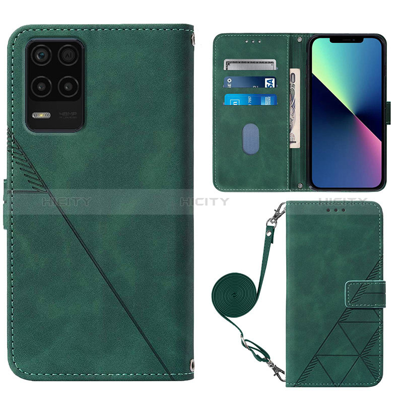 Funda de Cuero Cartera con Soporte Carcasa Y02B para Realme Q3i 5G Verde