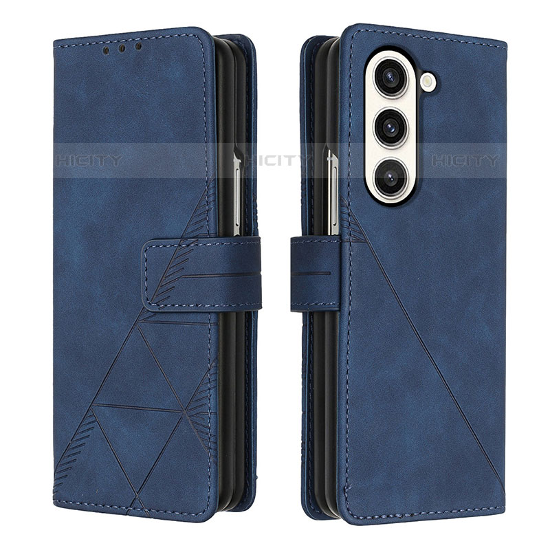 Funda de Cuero Cartera con Soporte Carcasa Y02B para Samsung Galaxy Z Fold5 5G Azul