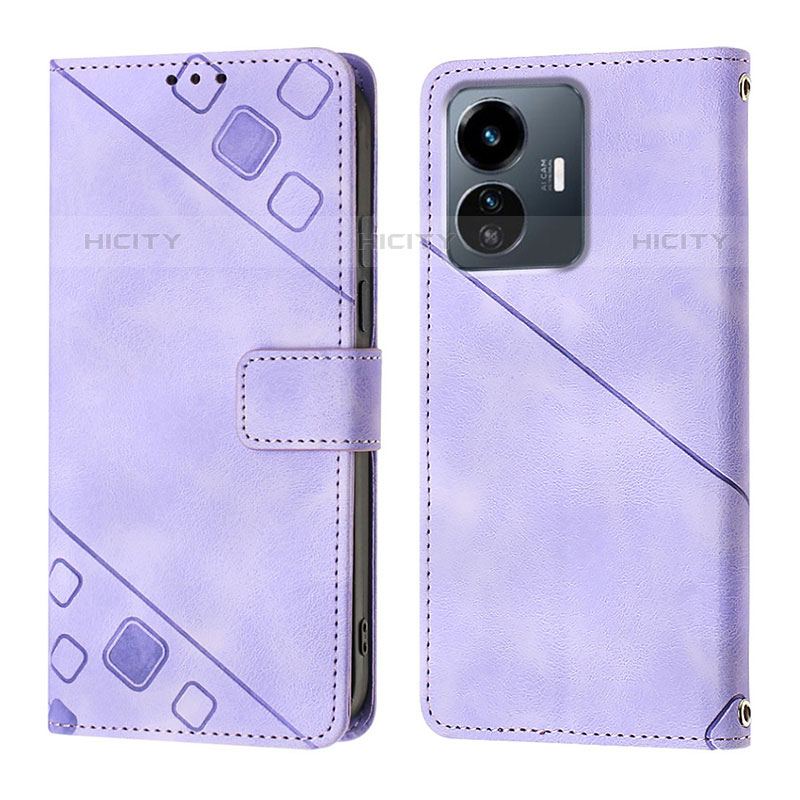 Funda de Cuero Cartera con Soporte Carcasa Y02B para Vivo iQOO Z6 Lite 5G Purpura Claro