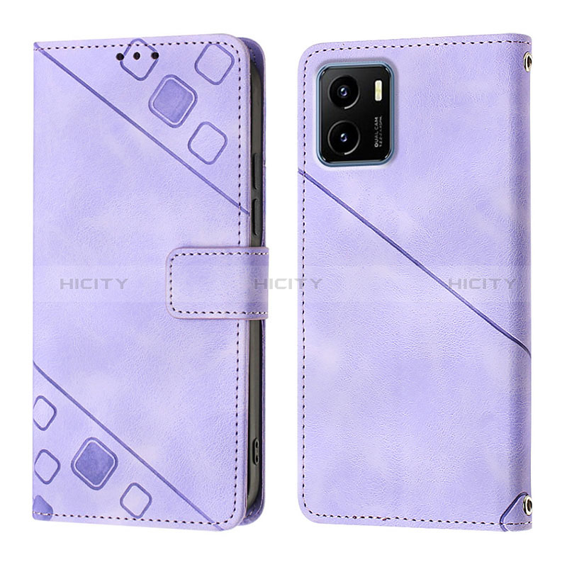 Funda de Cuero Cartera con Soporte Carcasa Y02B para Vivo Y10 t1 Purpura Claro