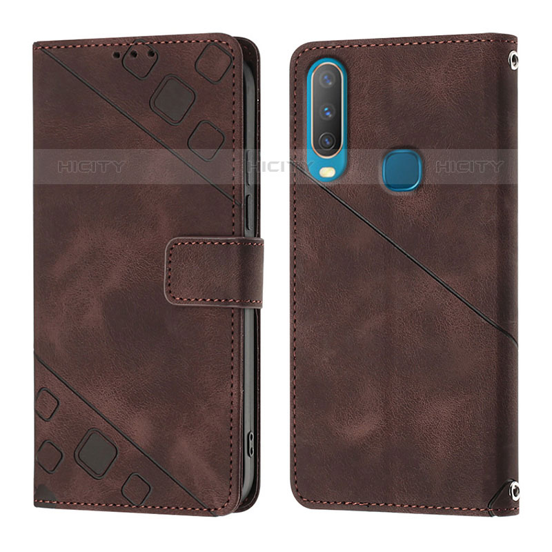 Funda de Cuero Cartera con Soporte Carcasa Y02B para Vivo Y11 Marron