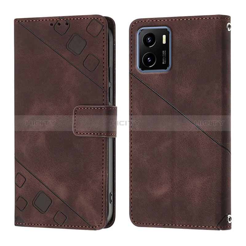 Funda de Cuero Cartera con Soporte Carcasa Y02B para Vivo Y15C Marron