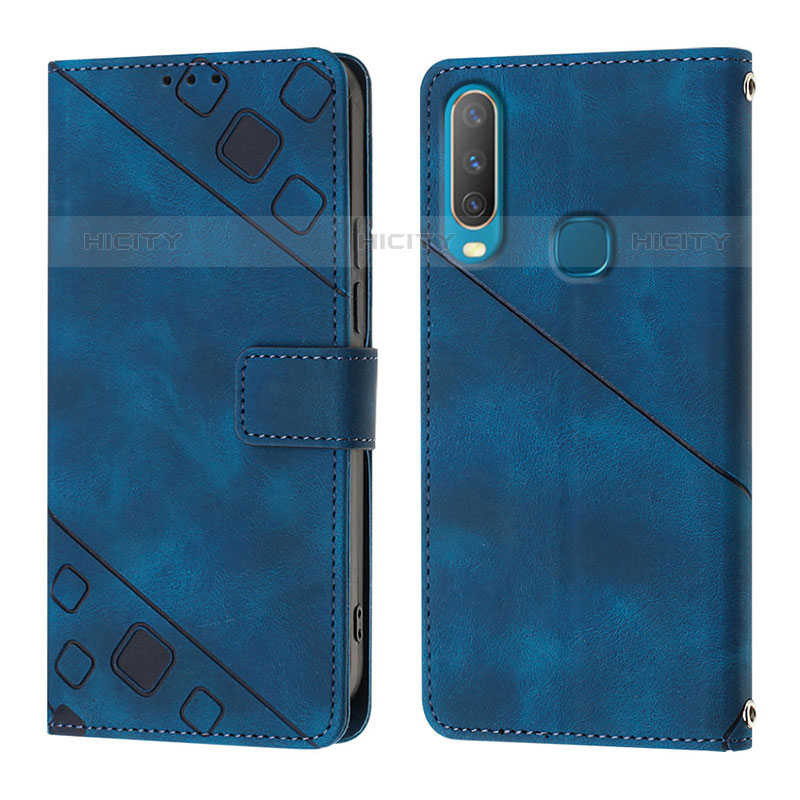 Funda de Cuero Cartera con Soporte Carcasa Y02B para Vivo Y17 Azul