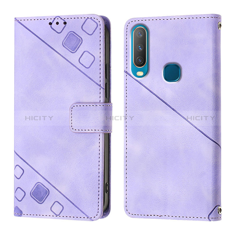 Funda de Cuero Cartera con Soporte Carcasa Y02B para Vivo Y3s Purpura Claro