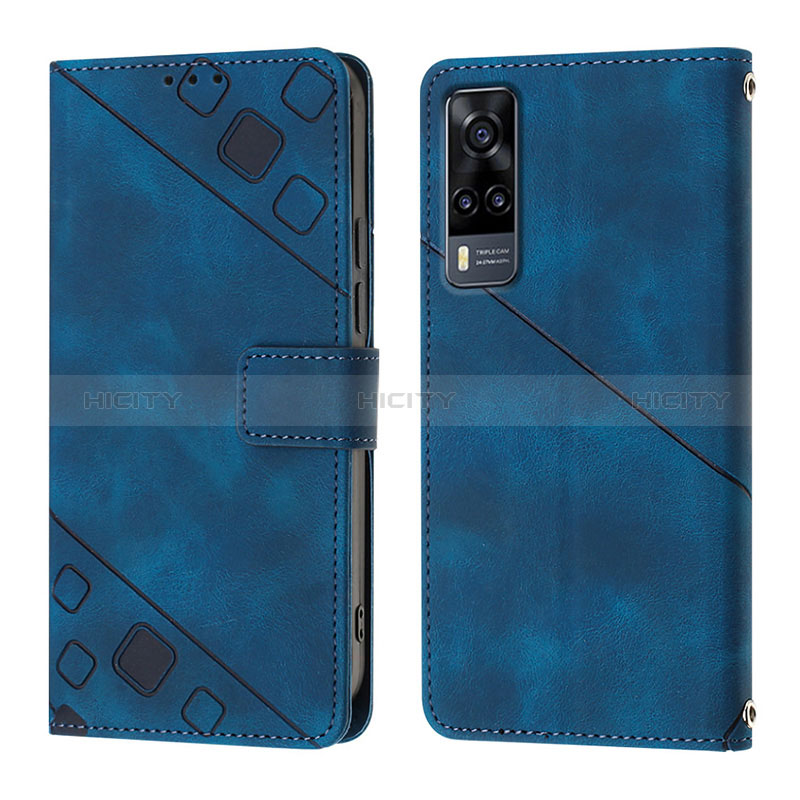 Funda de Cuero Cartera con Soporte Carcasa Y02B para Vivo Y51 (2021) Azul