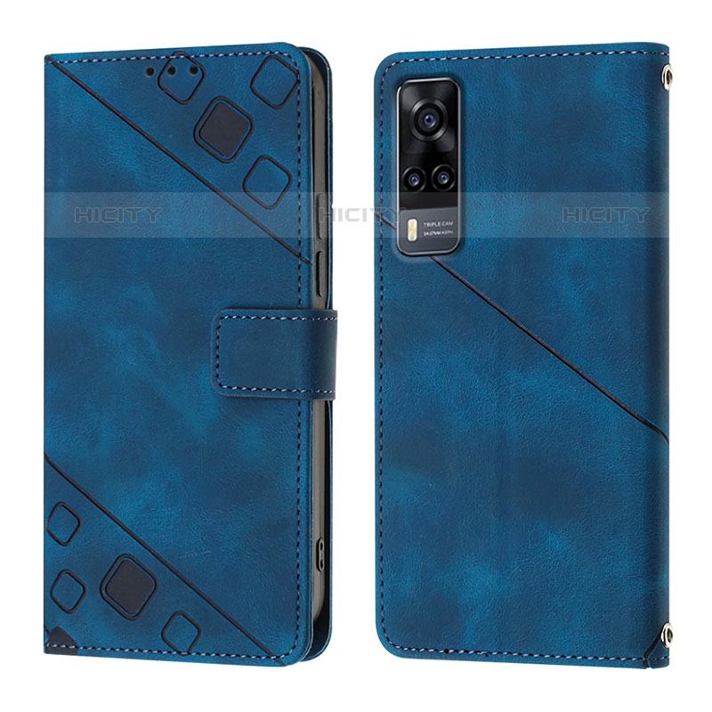 Funda de Cuero Cartera con Soporte Carcasa Y02B para Vivo Y51A Azul