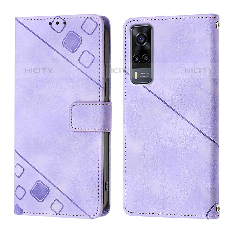 Funda de Cuero Cartera con Soporte Carcasa Y02B para Vivo Y51A Purpura Claro