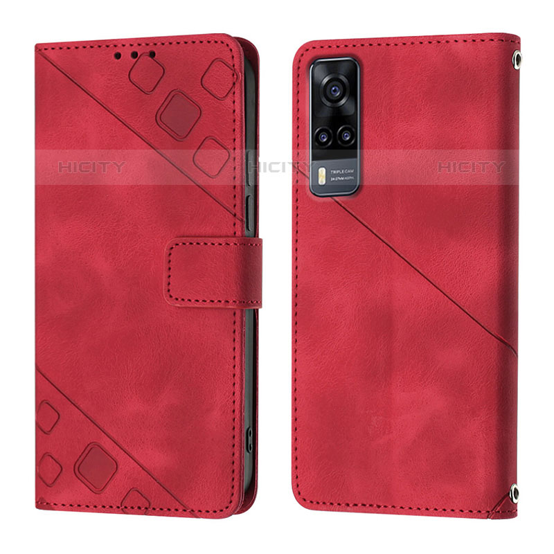 Funda de Cuero Cartera con Soporte Carcasa Y02B para Vivo Y51A Rojo