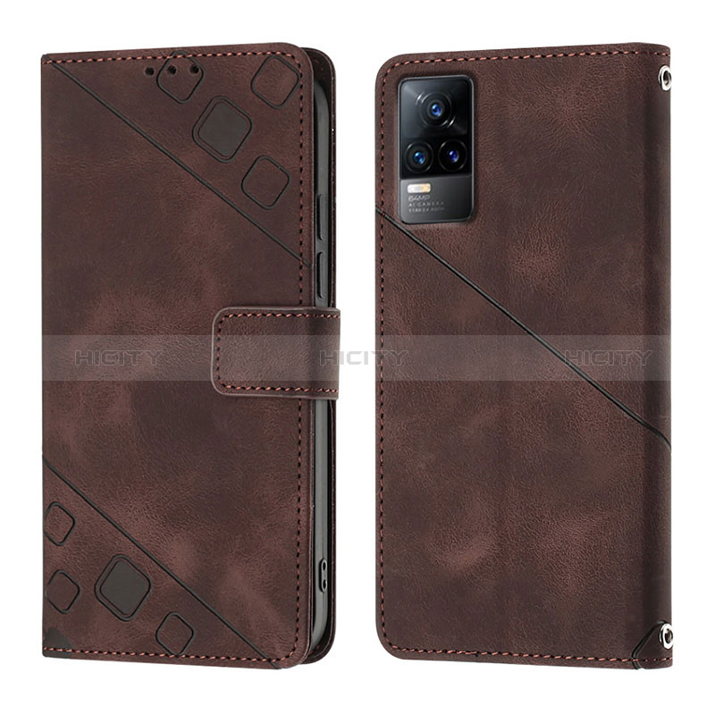 Funda de Cuero Cartera con Soporte Carcasa Y02B para Vivo Y73 (2021) Marron