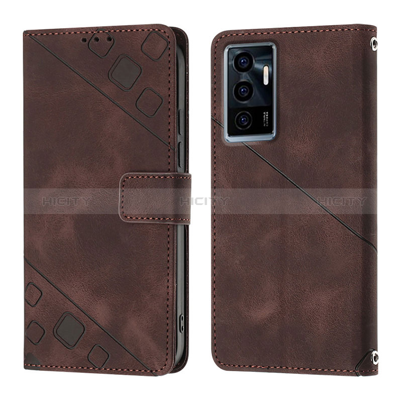 Funda de Cuero Cartera con Soporte Carcasa Y02B para Vivo Y75 4G Marron