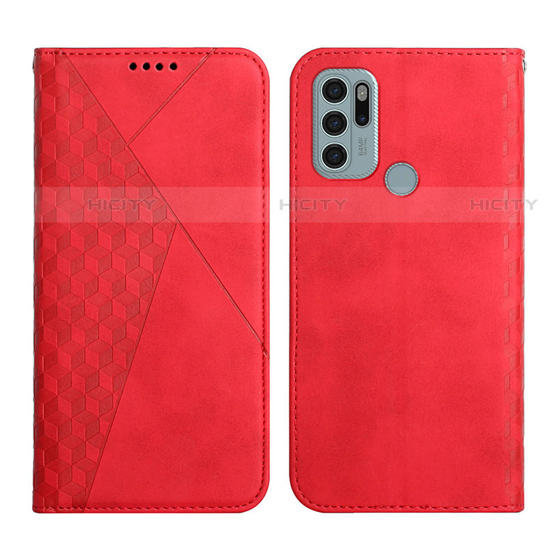 Funda de Cuero Cartera con Soporte Carcasa Y02X para Motorola Moto G60s Rojo