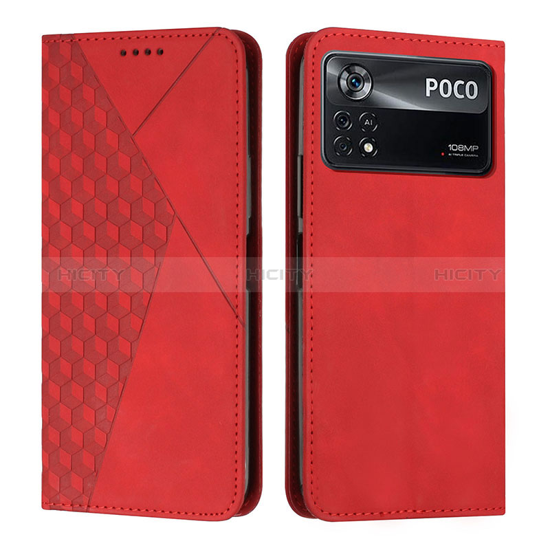 Funda de Cuero Cartera con Soporte Carcasa Y02X para Xiaomi Poco X4 Pro 5G Rojo