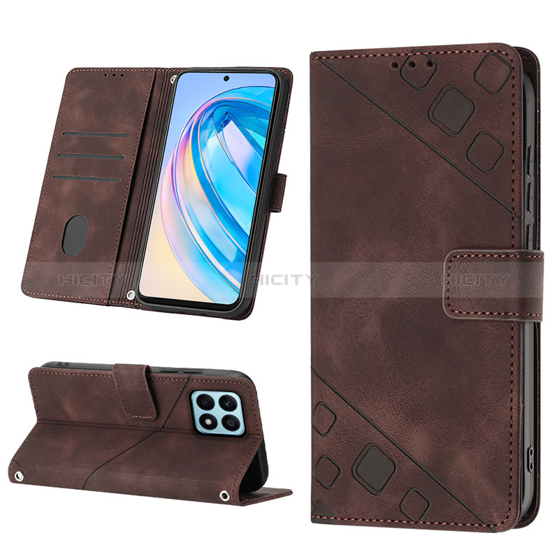 Funda de Cuero Cartera con Soporte Carcasa Y03B para Huawei Honor X8a 4G