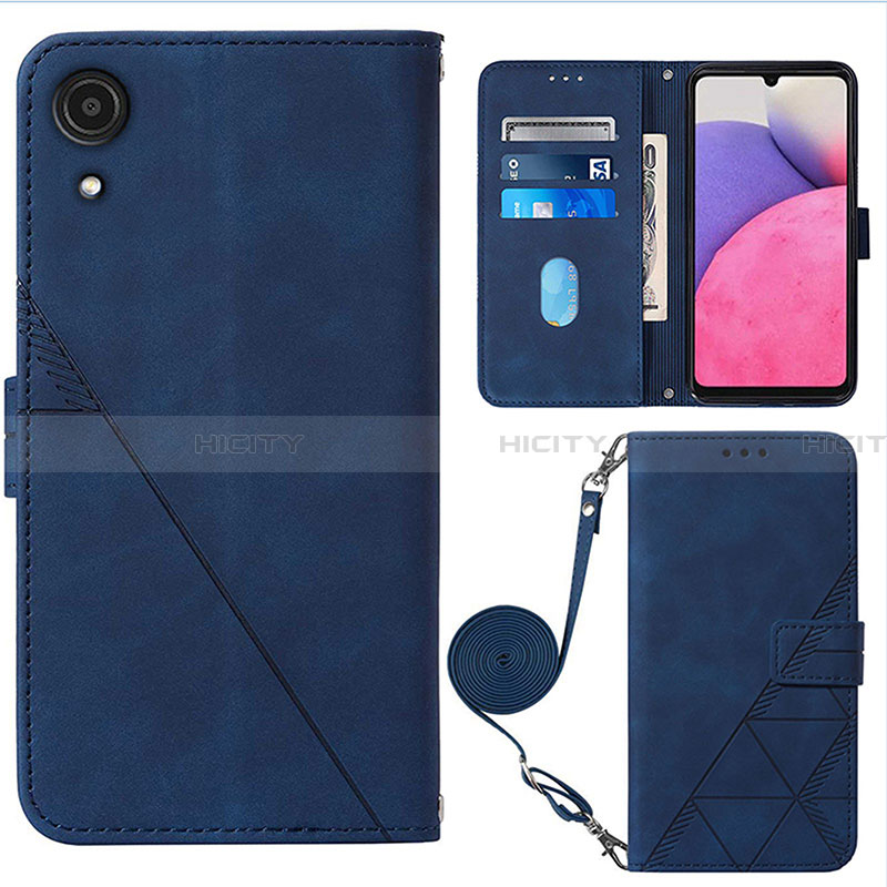 Funda de Cuero Cartera con Soporte Carcasa Y03B para Samsung Galaxy A03 Core Azul